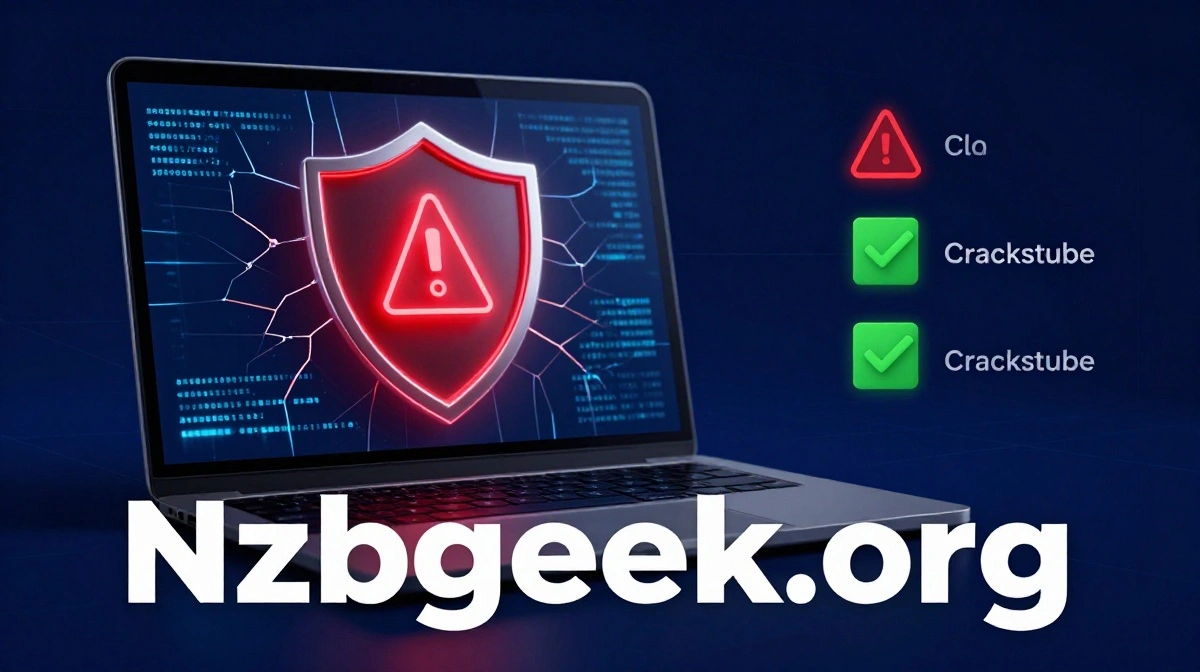 Crackstube platform risks explained — malware warnings, cybersecurity shield, and safe streaming alternatives on a digital screen